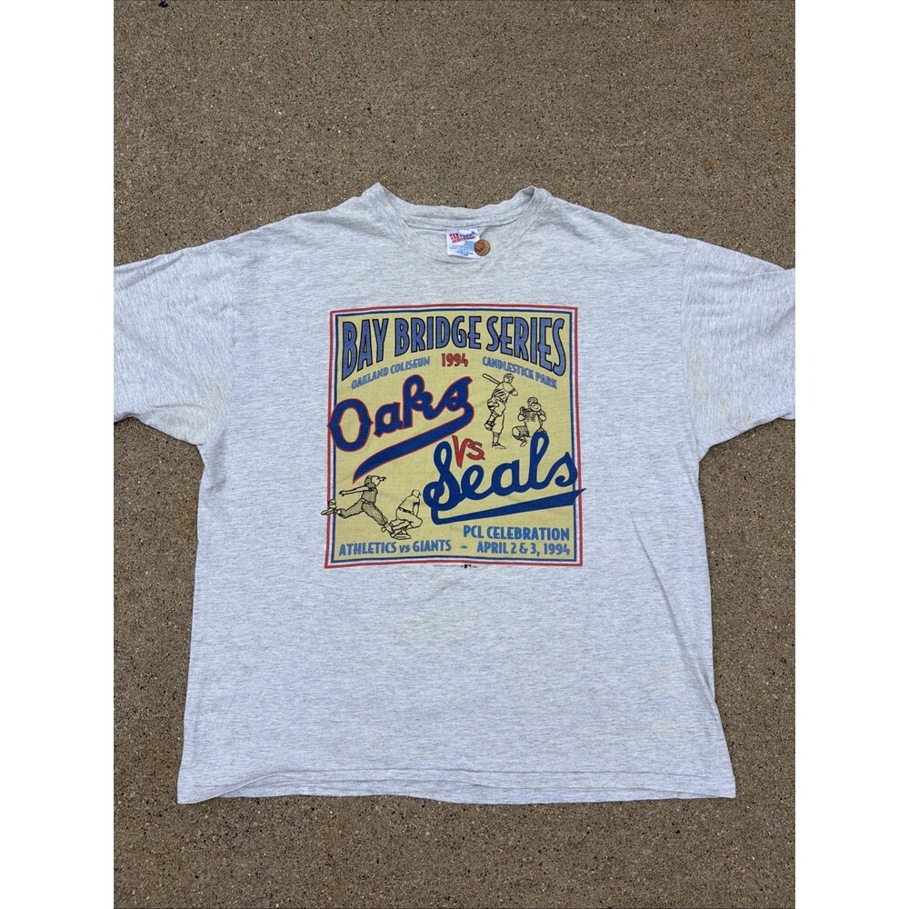 Vintage 1994 MLB Bay Bridge Series Single Stitch Athletics vs Giants XL Shirt